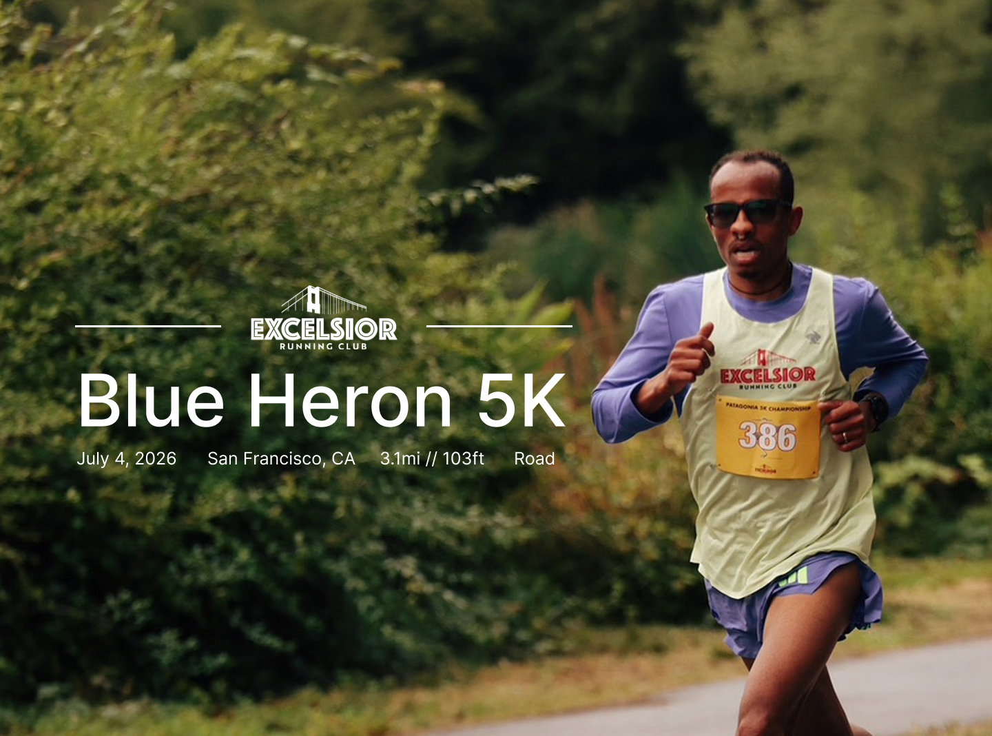 Blue Heron 5K runner in Golden Gate Park